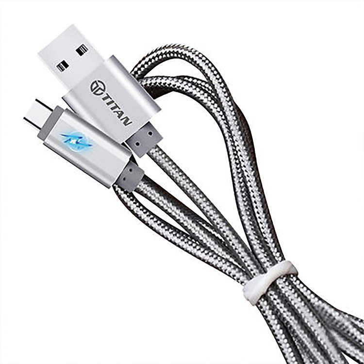 Cáp sạc nhanh, có đèn tự ngắt khi sạc đầy pin, cho Samsung, Oppo, Xiaomi, Android các loại cổng USB TYPE C, dài 1 mét TITAN CT08 - Hàng Chính Hãng