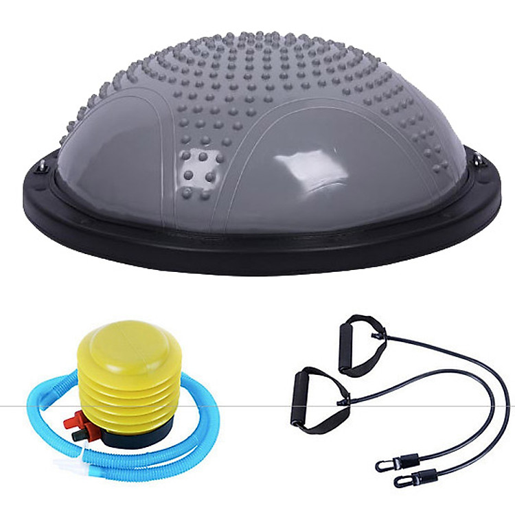 Bóng Tập Yoga Thăng Bằng Có Gai Đường Kính 58cm Nặng 6kg + Kèm 2 Dây Kéo Tay Và Bơm Bóng