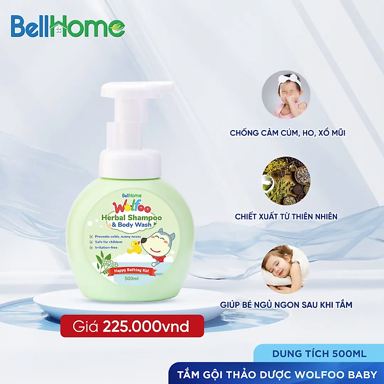 Tắm Gội Thảo Dược Wolfoo Baby 500ml Chính hãng Ưu đãi