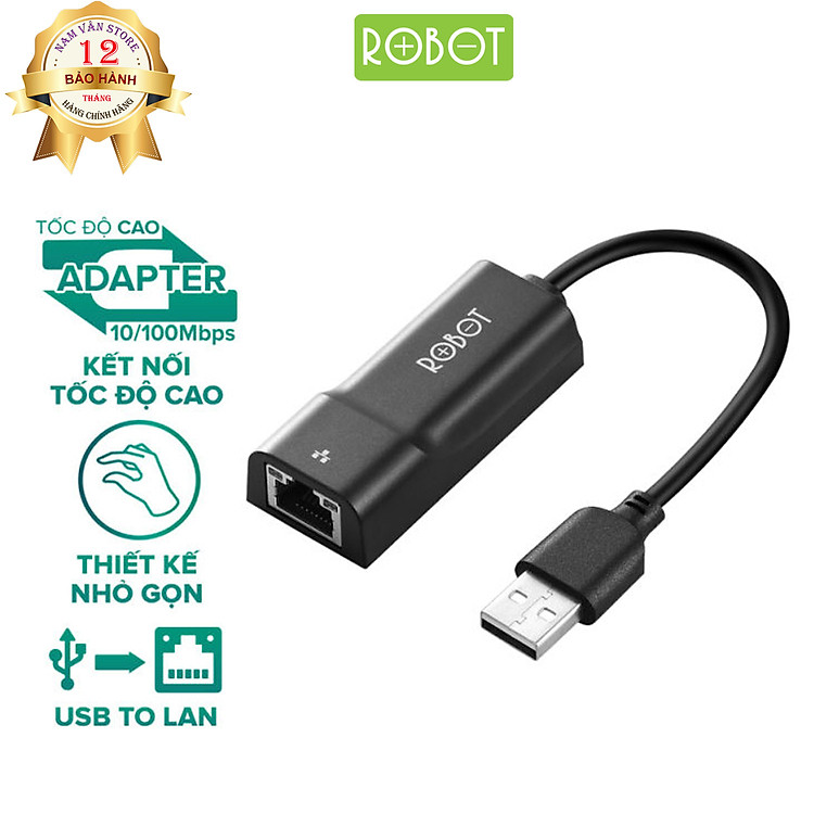 Thiết Bị Chuyển Đổi Ethernet Adapter ROBOT EA10 USB 2.0 To LAN Tốc Độ 10/100Mbps - Hàng Chính Hãng