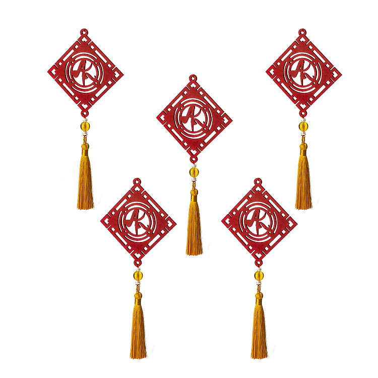 Dây treo trang trí Tết chữ AN thư pháp màu đỏ, vàng (3 dây)