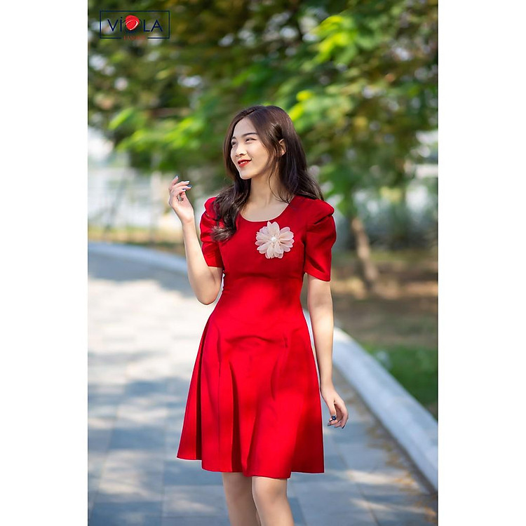 VÁY ĐẦM NHUNG DÁNG 7 MẢNH, MẶC SIÊU TÔN DÁNG, TRẺ TRUNG ( TẶNG KÈM HOA)