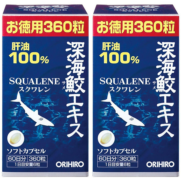Combo 2 hộp Dầu gan cá mập Orihiro Squalene Nhật Bản 360 viên