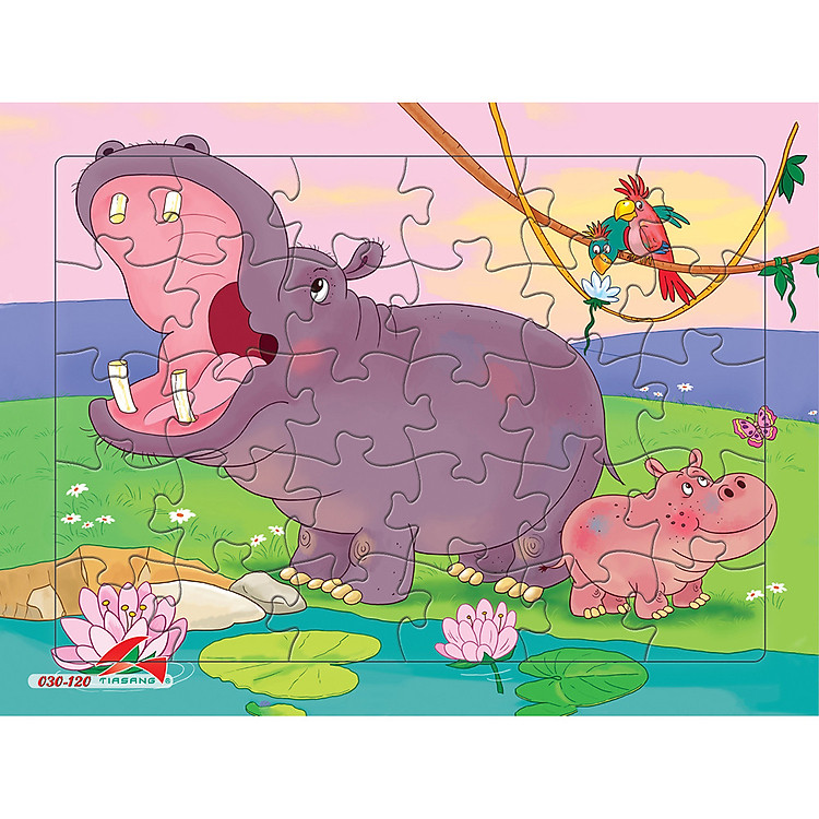 Xếp hình Hà mã 30 mảnh – Tặng tranh tô màu Chính hãng Ưu đãi