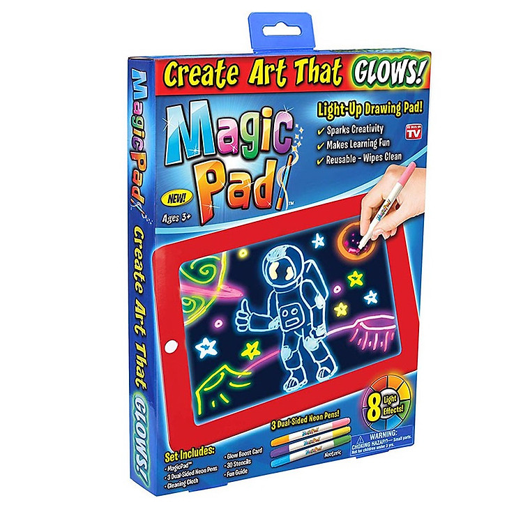 Bảng nam châm cho bé có đèn LED phát sáng nhiều màu (Viết, vẽ, học đếm) Magic Pad Promax MAPA MC12 - Hàng nhập khẩu