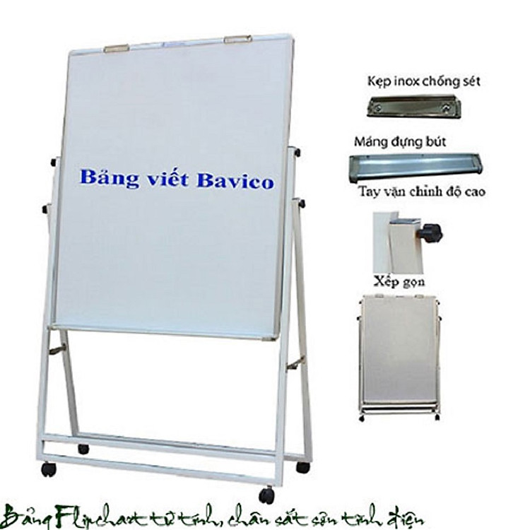 Bảng Flipchart chân gấp viết bút lông Laminate KT 60x100cm - Trắng trơn - Ảnh 4