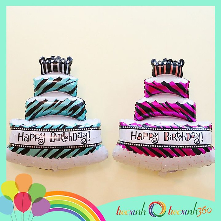 Bong bóng trang trí tiệc hình bánh sinh nhật - 3 tầng hồng - Ảnh 6