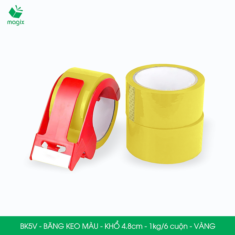 Băng keo màu khổ 4.8cm (1kg/6 cuộn) - Vàng - Ảnh 3