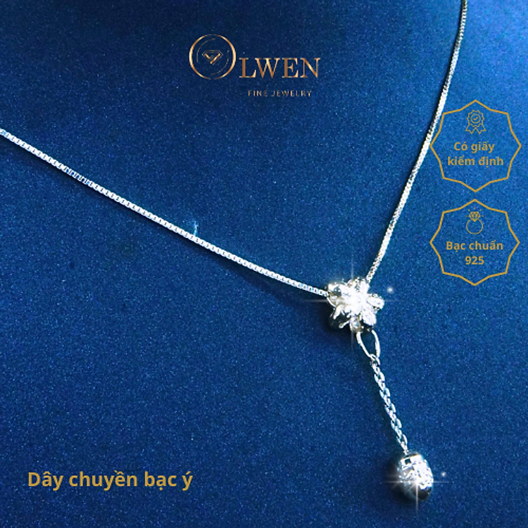 Dây chuyền bạc ý hình bông hoa năm cánh độc đáo, phong cách trẻ trung, năng động, phù hợp đi học, đi làm, đi chơi - HD22.2