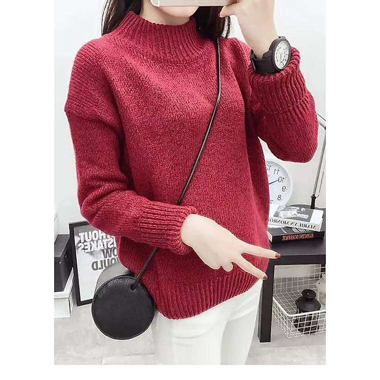 Áo len tiêu dầy cổ ba phân