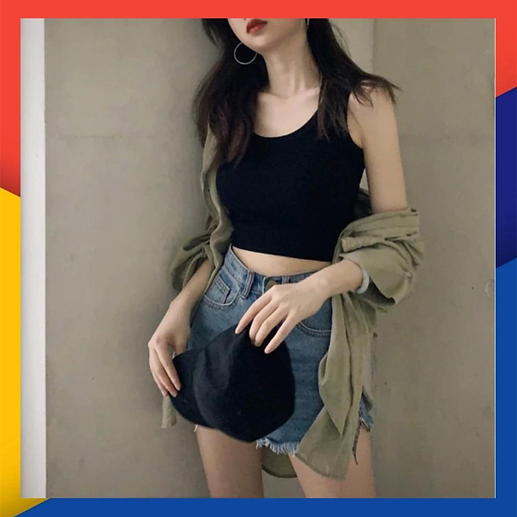 Áo thun croptop năng động kèm hình thật