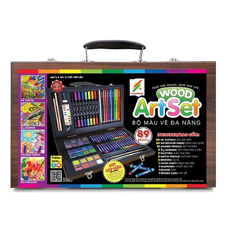 Bộ Màu Vẽ Hộp Gỗ MS-89W - Ảnh 2