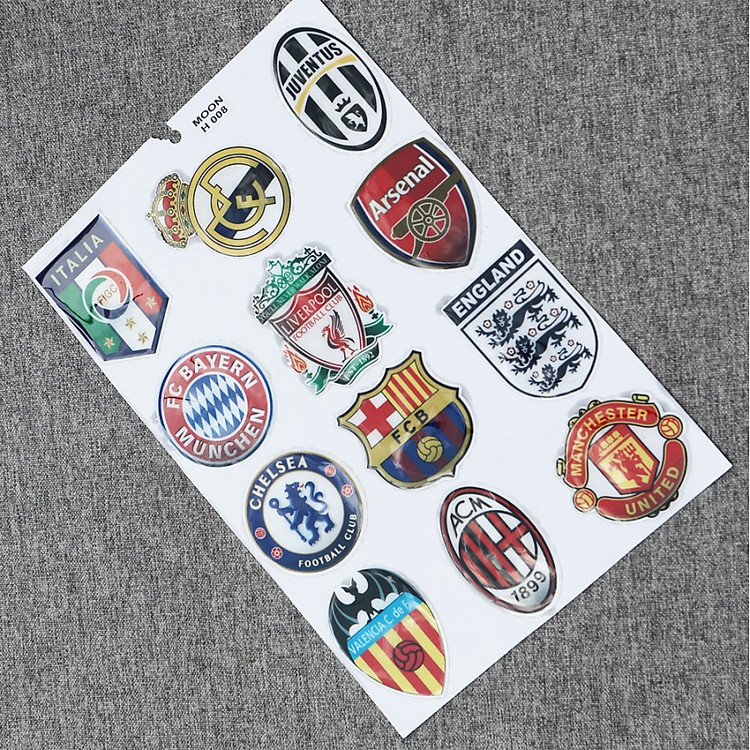 BỘ TEM NỔI CÁC CÂU LẠC BỘ BÓNG ĐÁ NỔI TIẾNG TRANG TRÍ XE