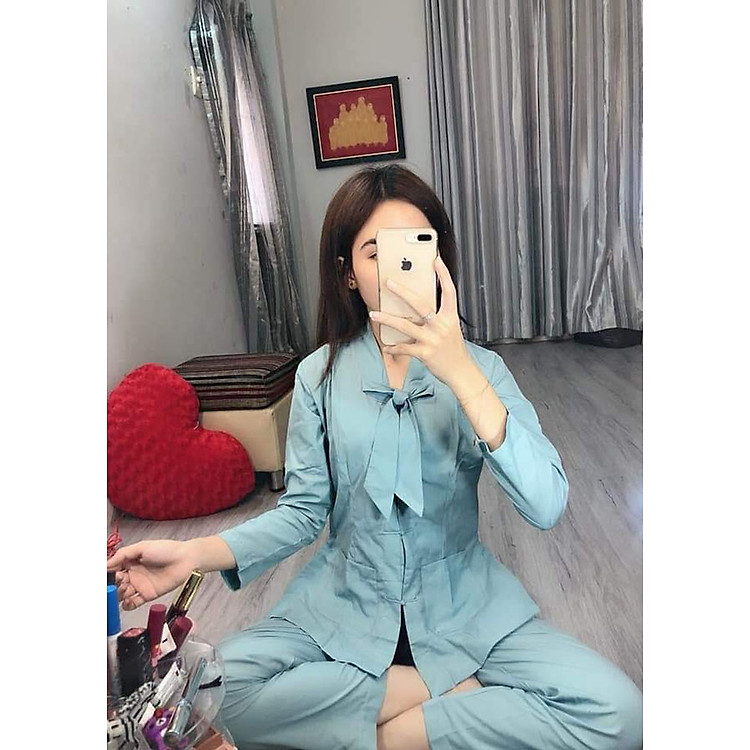 Áo Lam Đi Chùa - La Hán Nơ Màu Xanh Thạch