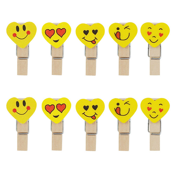 Bộ kẹp gỗ trái tim emoji