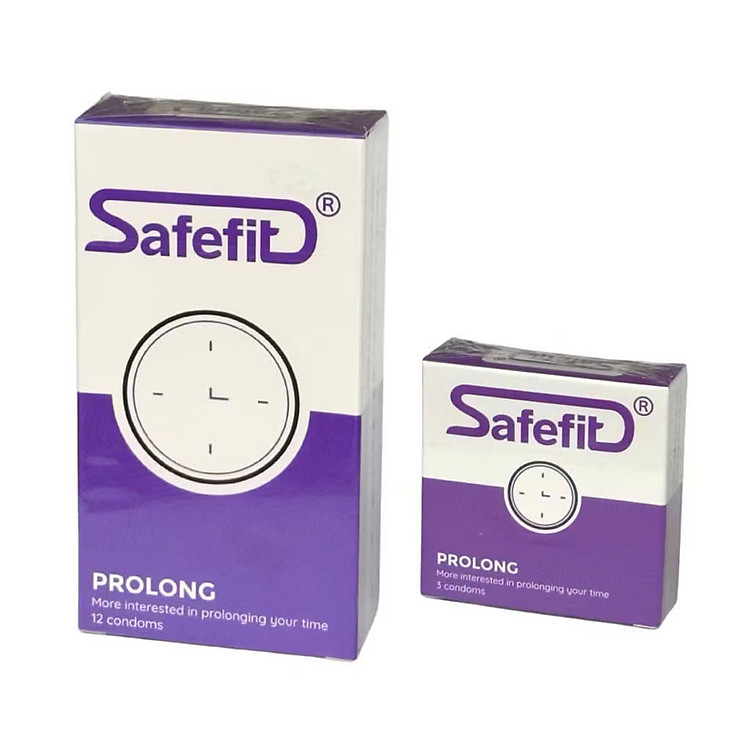 Combo hộp 12c + 3c Bao cao su safefit Prolong, kéo dài thời gian, chống tuột, tạo cảm giác chân thật