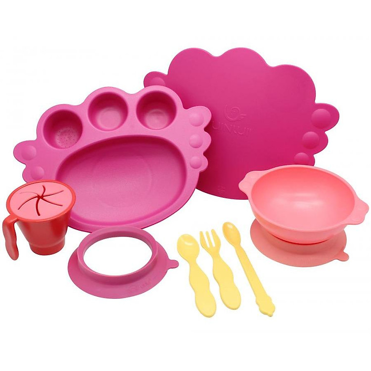 Bộ khay ăn dặm an toàn UINLUI - Hồng Chính hãng Giá tốt - Hình ảnh 2