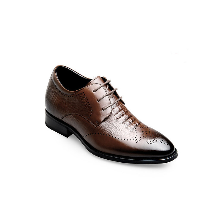 Giày tăng chiều cao nam nhập khẩu 8cm kiểu dáng Derby hoa văn đầu mũi sang trọng GCD99969
