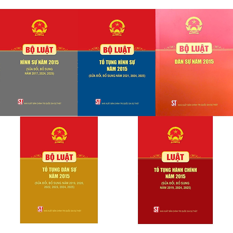 Combo 5 Cuốn Bộ Luật Dân Sự, Bộ Luật Tố Tụng Dân Sự, Bộ Luật Hình Sự, Bộ Luật Tố Tụng Hình Sự, Luật Tố Tụng Hành Chính