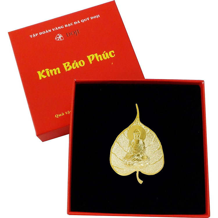 Cài áo phật hình lá bồ đề quà tặng mỹ nghệ KBP DOJI DJDE0605HHBD