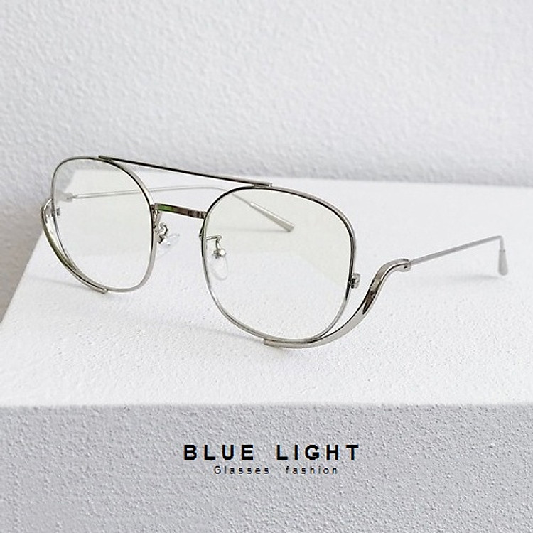Kính Giả Cận, Gọng Kính Cận Nam Nữ Độc Lạ Cá Tính Gọng Bạc Không Độ Hàn Quốc - BLUE LIGHT SHOP