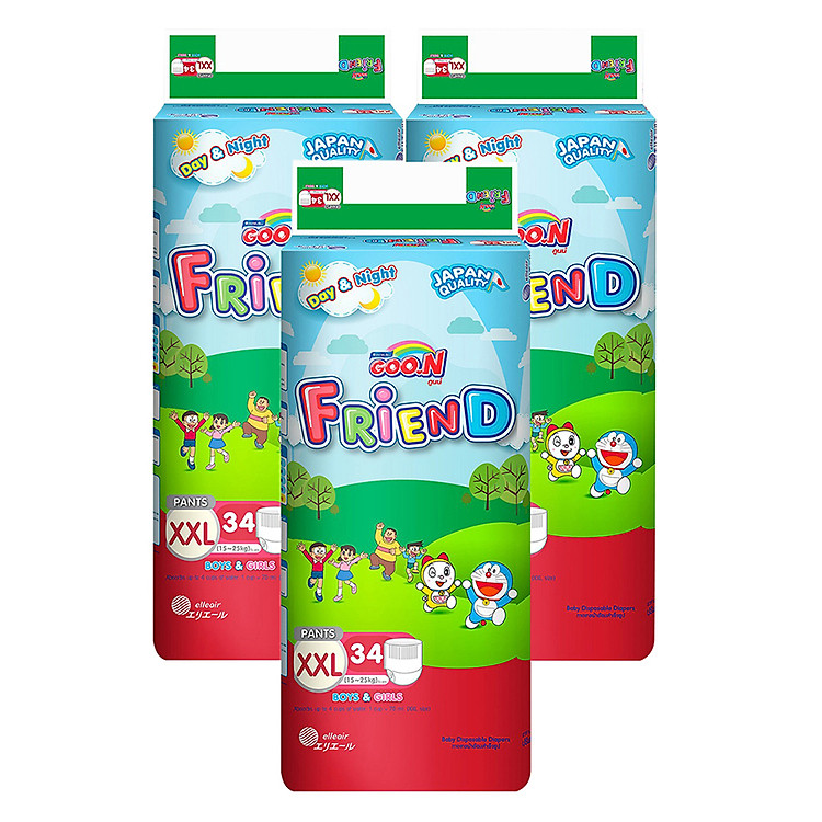 Combo 3 Tã Quần Goo.n Friend Gói Cực Đại XXL34 (34 Miếng)