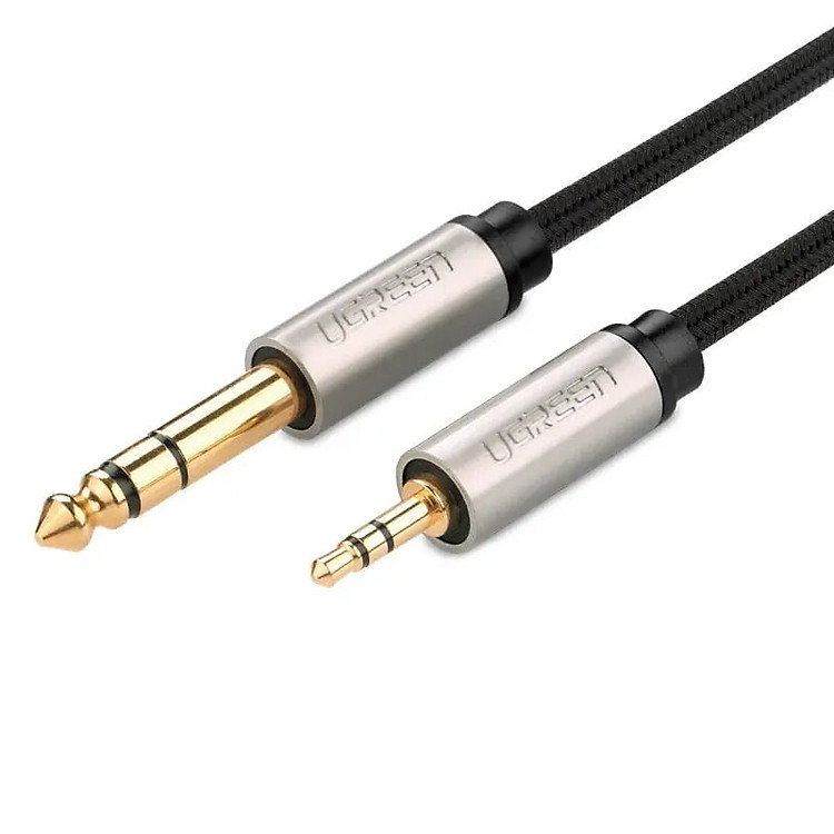 Cáp âm thanh 3.5mm sang 6.5mm cao cấp 2M màu Đen Ugreen 127OL40804AV Hàng chính hãng