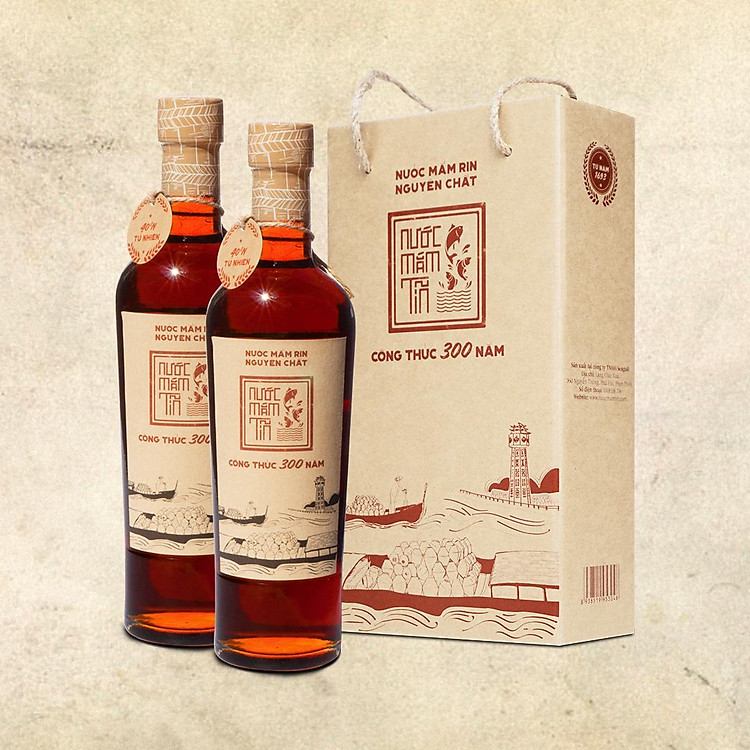 Đặc Sản Bình Thuận - Cặp 2 Chai Nước Mắm Tĩn Cá Cơm Than Nhãn Đỏ 40N (500Ml/Chai) - Ocop 4 Sao