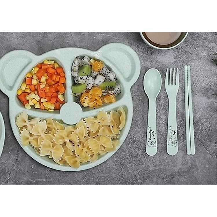Khay Ăn Dặm Hình Gấu 3 Ngăn - Henrysa Chính hãng Ưu đãi - Hình ảnh 2