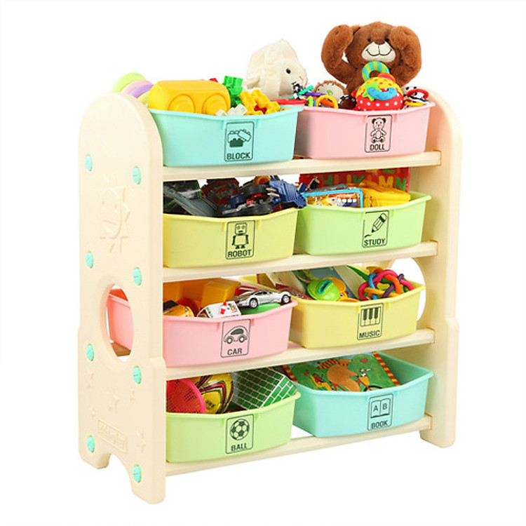 Kệ Đựng Đồ Chơi 4 Tầng 8 Ngăn Cho Bé (Màu Pastel) Edu.Play Hàn Quốc