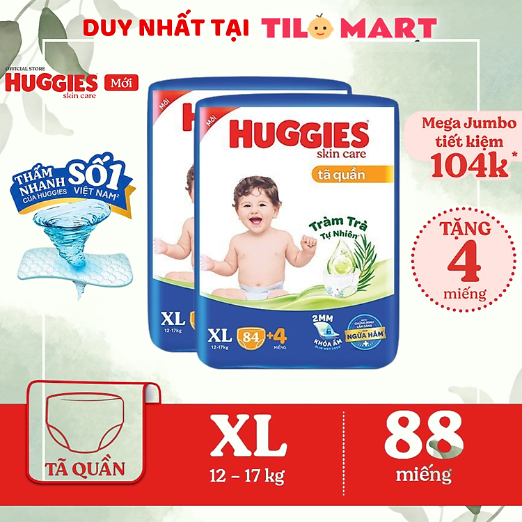 Mua tại Tiki: Combo 2 Tã HUGGIES SKINCARE XL Chính hãng, giá tốt