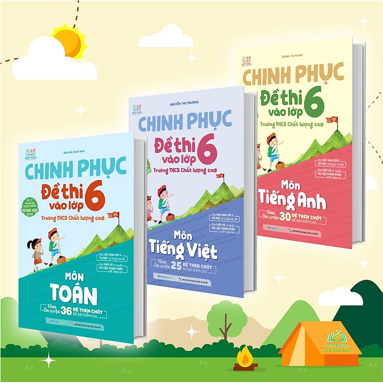 Sách Combo Chinh phục đề thi vào lớp 6 trường THCS Chất lượng cao môn Toán - Anh - Tiếng Việt -MG