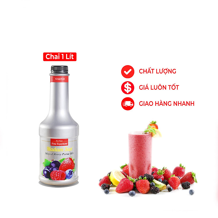 Mứt Madamsun hỗn hợp quả mọng (Mixed Berry Puree Mix) chai 1L - Hàng nhập khẩu Malaysia