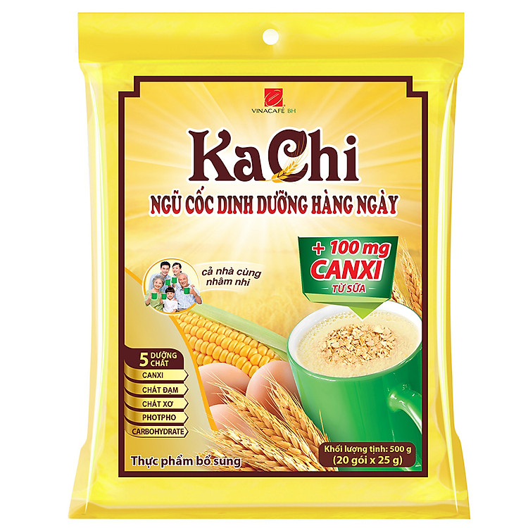 Ngũ Cốc Kachi Canxi Vina Café ( Bịch 20gói x 25gr)