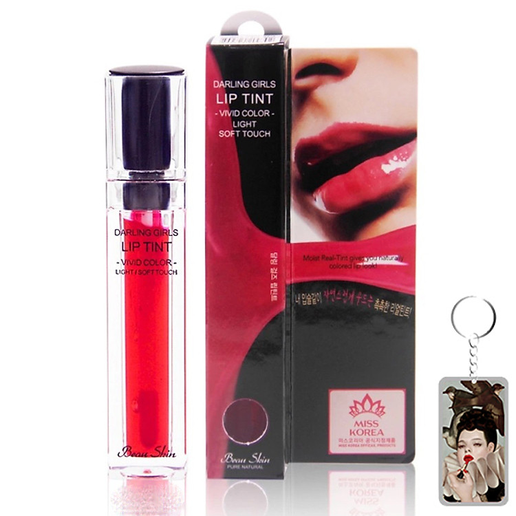 Son Tint dạng Gel lâu trôi Beauskin Darling Girls Lip Tint 6ml (#802 Đỏ Hồng) và móc khóa