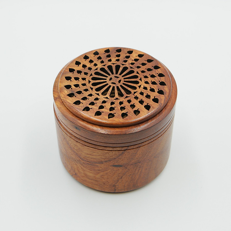 Hộp gỗ đựng và đốt trầm khoanh - Trầm hương Thiên Trang