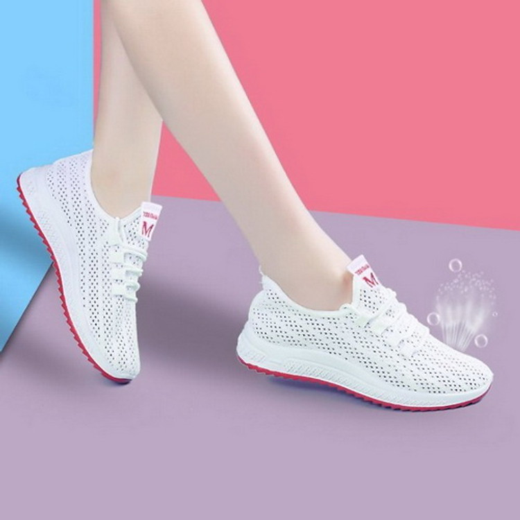 Giày thể thao nữ thời trang du lịch dạng lưới thoáng khí, đế mềm