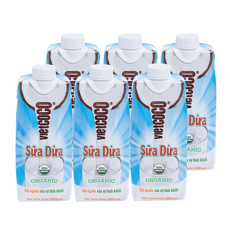 Combo 6 Hộp Sữa dừa Organic Vietcoco 500ml