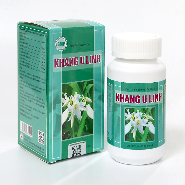 Thực phẩm bảo vệ sức khỏe Khang U Linh hỗ trợ giảm u xơ tử cung, u nang buồng trứng và u xơ tiền liệt tuyến - Hộp 50 viên