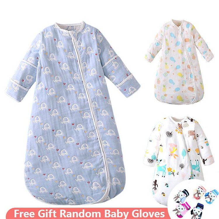 Túi Ngủ Cho Bé Với Tay Áo Cotton Sleepsack Túi Ngủ Trẻ Em Chăn Ga Gối Mùa Đông Túi Sách Bao Da Ốp Lưng Sleepsack Túi De Couchage
