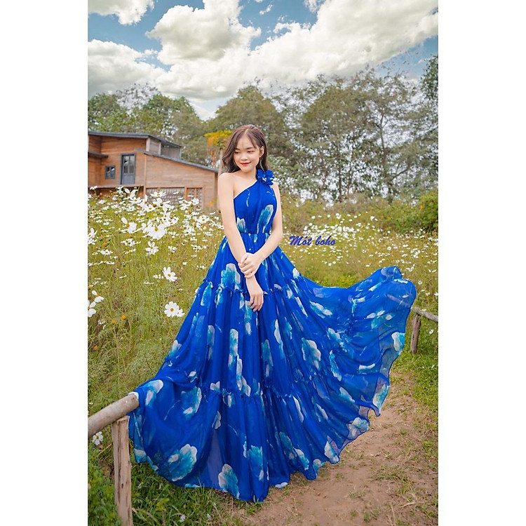 Yếm lệch vai xanh voan tơ