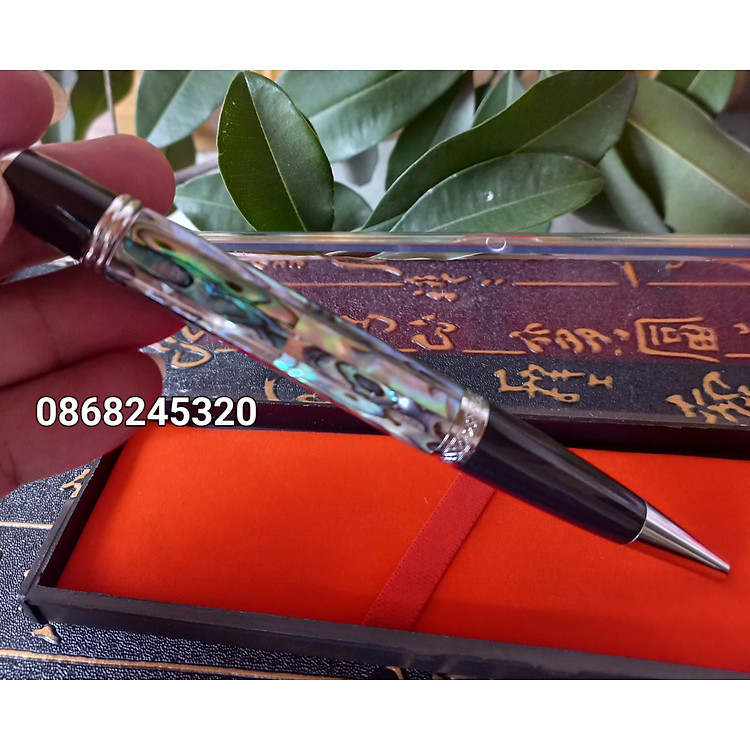 Bút Bi Viết Ký Phong Cách Lịch Mãn Đẳng Cấp Khảm Vỏ Bào Ngư Xanh - Ảnh 5