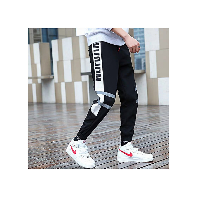 Quần Jogger thể thao Hiphop Nam Nữ phối 4 vạch Phản Quang