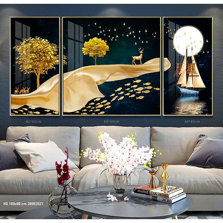 BỘ 3 TRANH DECOR HƯU NGHỆ THUẬT HIỆN ĐẠI - TRANH TRÁN GƯƠNG