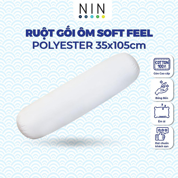 Ruột gối ôm Soft Feel 35x105 cm NIN House (1 cái) cho người và trẻ em đều dùng được, gòn microfiber