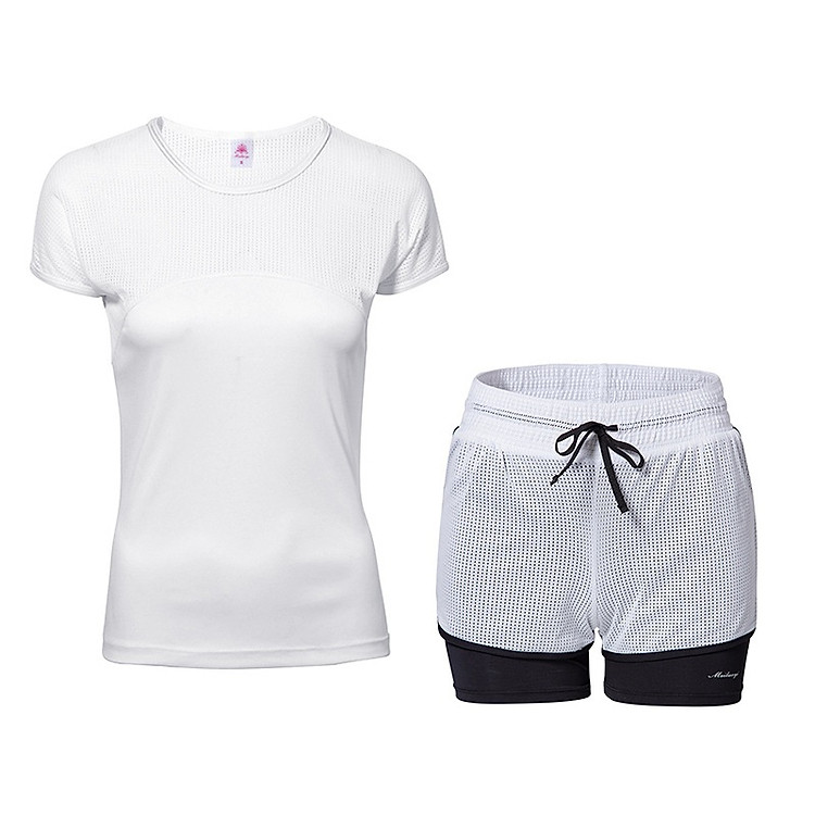 Bộ quần áo tâp gym yoga nữ ngắn tay màu trắng