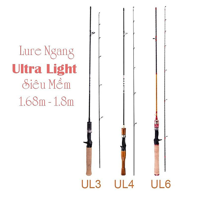 Cần câu lure ul ultralight siêu dẻo máy ngang 3 mẫu lựa chọn độ dài 1m68 và 1m8