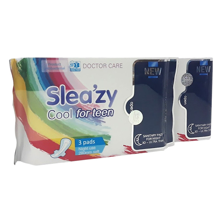 Combo 2 Băng Vệ Sinh Thảo Dược Doctor Care Slea'Zy Cool For Teen Ban Đêm (3 Miếng / Gói)