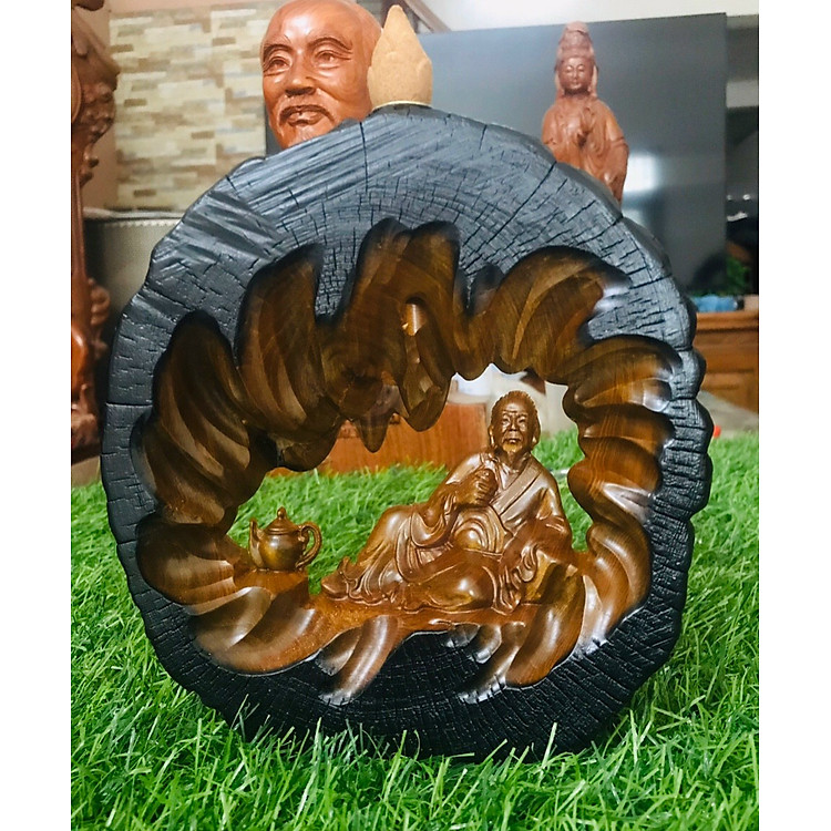Tượng Ông Thần Trà Gỗ Bách Xanh (15×17×5cm) - Ảnh 4