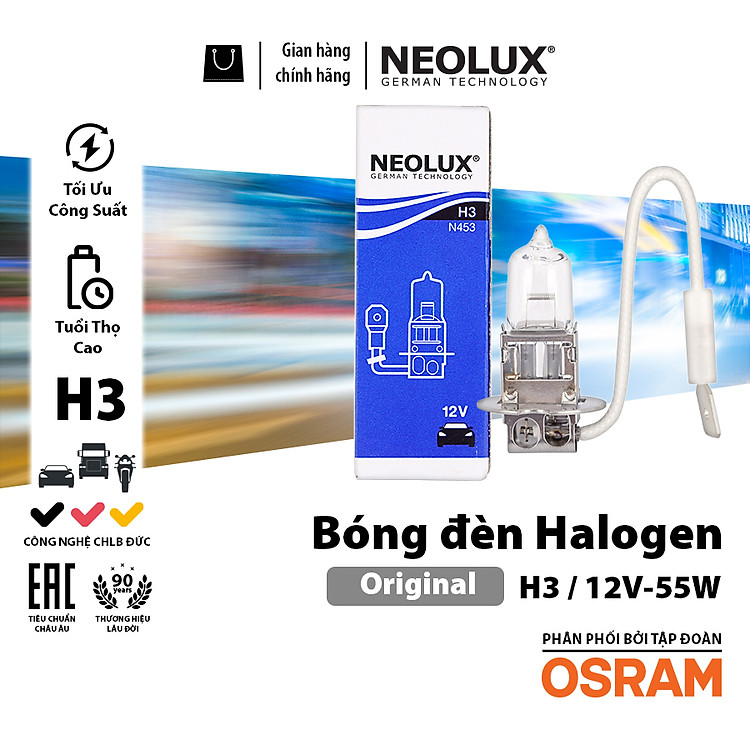 Bóng Đèn Halogen Original OSRAM NEOLUX Dùng Cho Xe Ô Tô Xe Máy Chân H1 H3 H4 H7 H8 H11 HB3 HB4 - Nhập Khẩu Chính Hãng